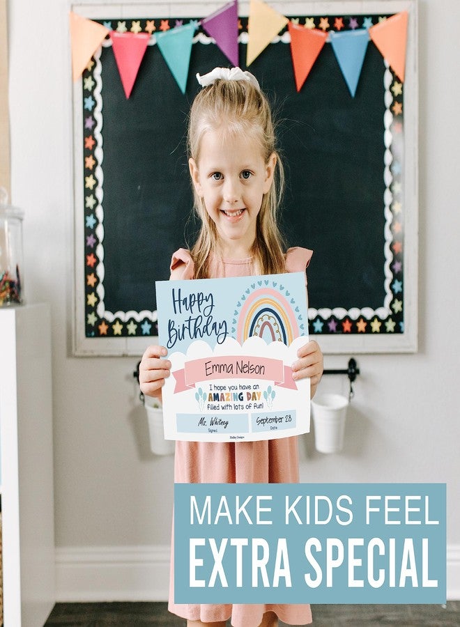 Hadley Designs Happy Birthday Certificates for Students - 25 Student Birthday Certificates for Kids Classroom Must Haves, Teacher Supplies for Classroom Elementary, Boho Teacher Essentials - Image 2