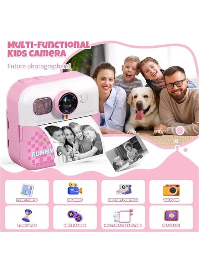 Beauenty Kids Camera Instant Print, Camera for Kids with Printable Photos, Toddler Camera Toys for Children Ages 3-14, Digital Camera Birthday Gifts for Girls 4 5 6 7 8 9 10 11 12 13 Years Old (Pink)  - Image 2