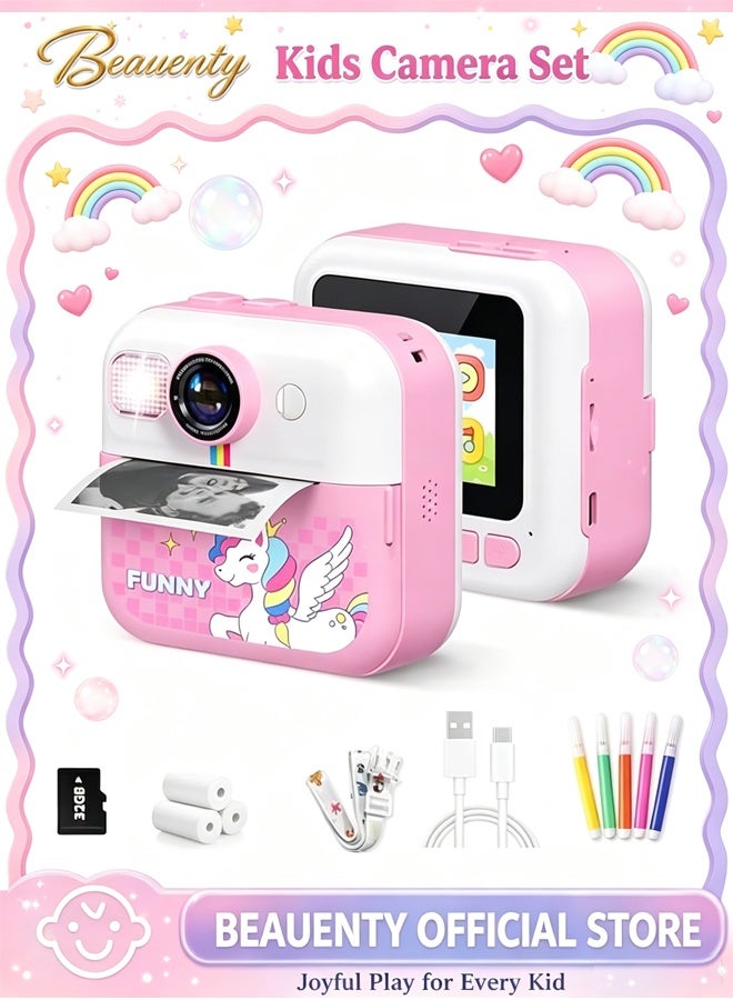 Beauenty Kids Camera Instant Print, Camera for Kids with Printable Photos, Toddler Camera Toys for Children Ages 3-14, Digital Camera Birthday Gifts for Girls 4 5 6 7 8 9 10 11 12 13 Years Old (Pink) - Image 1