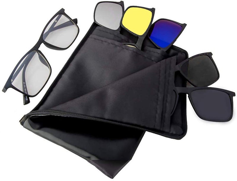 Visions India VisionsIndia 6 in 1 Polarized Magnetic Clip On Sunglasses Eye Glasses With UV 400 Night Drive Unisex (2298, Square, 56|17, Large) - Image 2