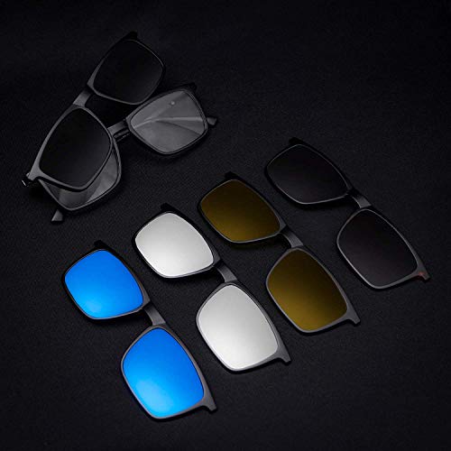 Visions India VisionsIndia 6 in 1 Polarized Magnetic Clip On Sunglasses Eye Glasses With UV 400 Night Drive Unisex (2298, Square, 56|17, Large) - Image 5