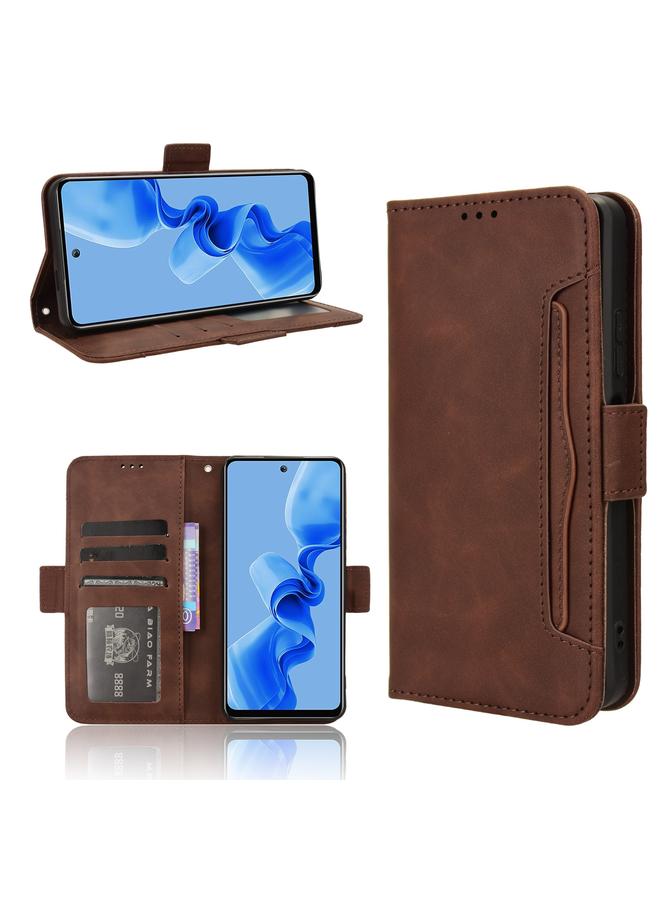 جرين تايجر جراب هاتف من الجلد بملمس جلد العجل وفتحات للبطاقات لهاتف Itel S24 4G (بني)