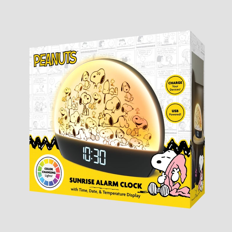 Peanuts Snoopy Sunrise Alarm Clock â€“ Vibrant Snoopy Edition with Multicolor Lights, USB Charging, LED Display, Gentle Wake-Up Simulation, and Handy Snooze Function, Black - Image 4