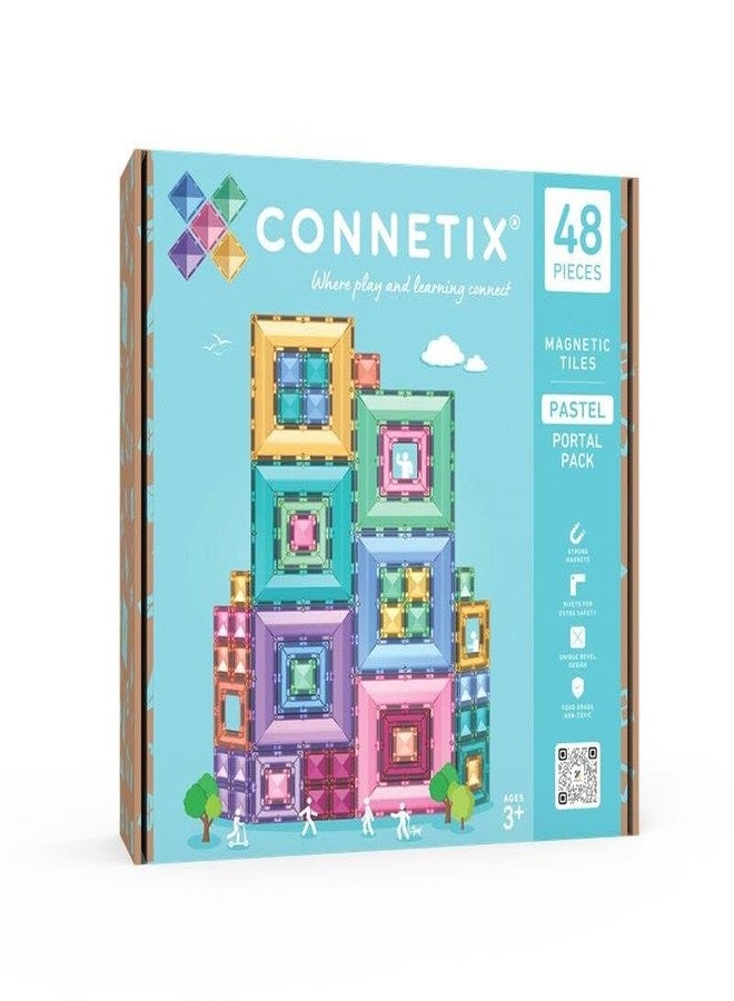 CONNETIX Magnetic Tiles Pastel Portal Pack, 48 Pieces - Image 1