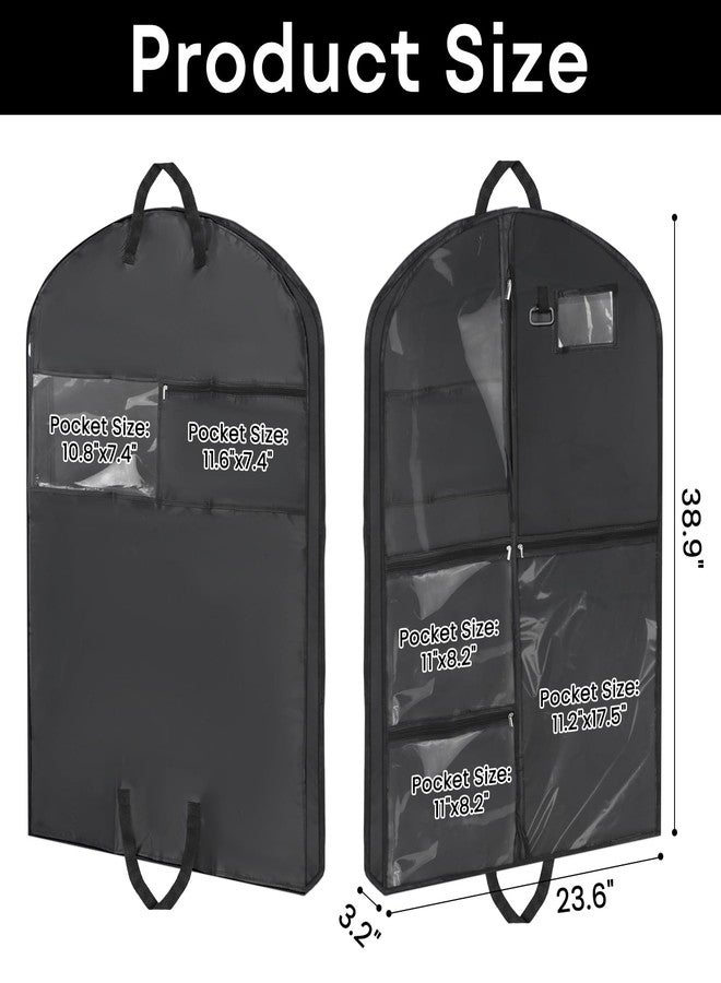 Svaldo Black Dance Garment Bags for Dancers, 24x40x3 inch, Pack of 1, Waterproof Garment Bags for Hanging Clothes, Dance Costumes, Girls Dresses for Dance Competition Travel, with Handles & 5 Pockets - Image 2