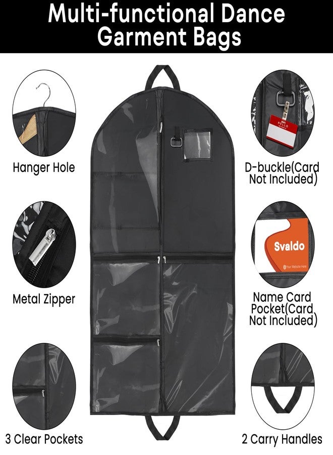 Svaldo Black Dance Garment Bags for Dancers, 24x40x3 inch, Pack of 1, Waterproof Garment Bags for Hanging Clothes, Dance Costumes, Girls Dresses for Dance Competition Travel, with Handles & 5 Pockets - Image 3