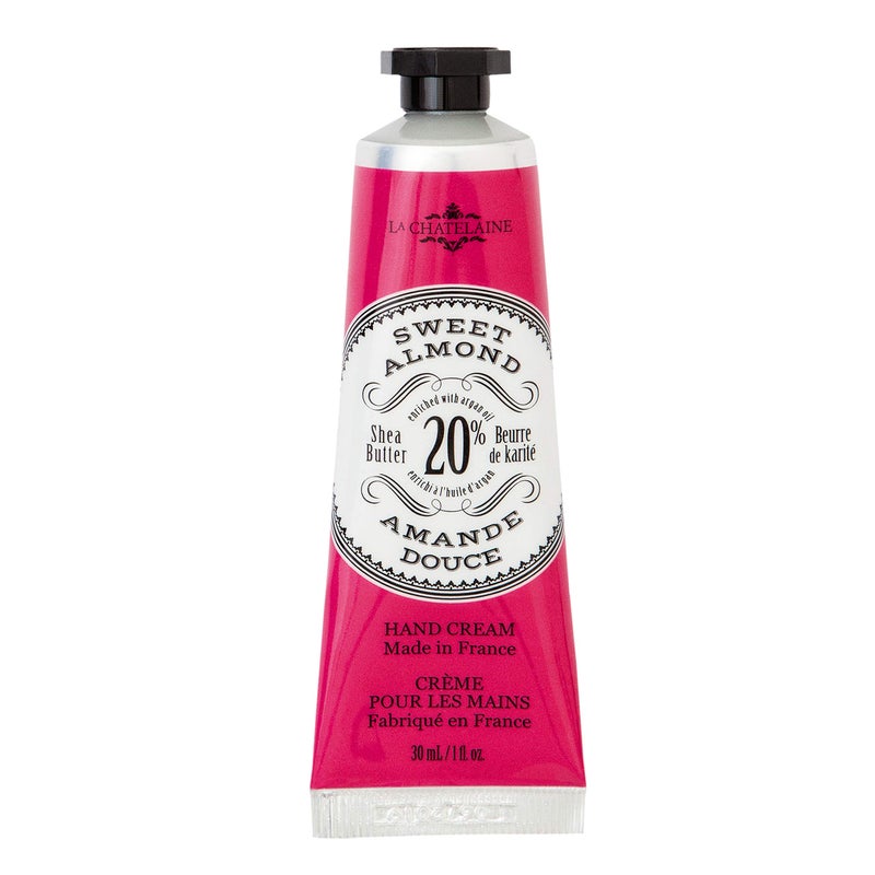 La Chatelaine 20% Shea Butter Hand Cream Travel Size, Organic Argan Oil, Moisturizing, Nourishing, Repairing, Extra-Rich Hand Lotion, Made in France, Paraben Free, 1 oz / 30ml (Sweet Almond) - Image 1