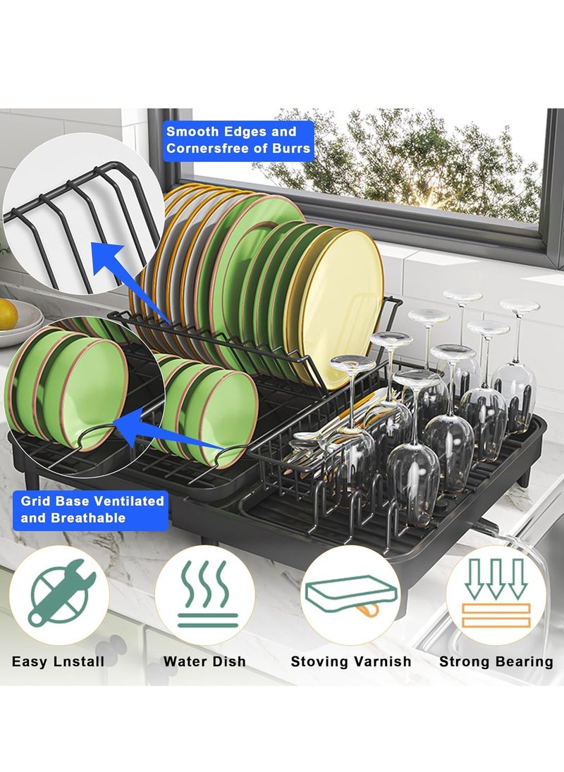 Generic - Dish Drying Rack Large Size Without Installation 2-Tier Metal Dish Rack for Kitchen Counter with Drain Board - Image 1