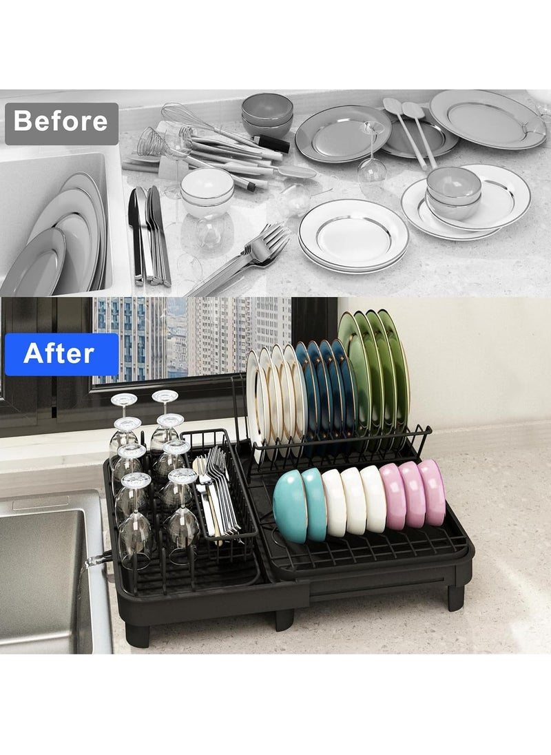 Generic - Dish Drying Rack Large Size Without Installation 2-Tier Metal Dish Rack for Kitchen Counter with Drain Board - Image 1