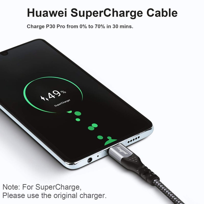 Fasgear Huawei Supercharge 88W USB-C Cable 6ft, 6A Fast Charging Type-C Cord, Nylon Braided Replacement Cable for Huawei Mate 60 Pro, P60 Pro, Pura 70, Mate 50 Pro, Mate 40/30, Mate 20 Pro, Honor View 20 - Image 2