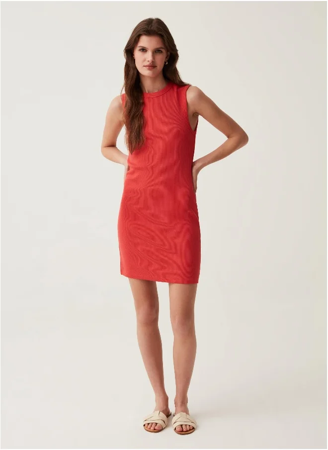 او في اس Ovs Short Sleeveless Ribbed Dress