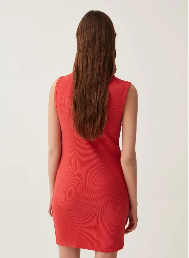 او في اس Ovs Short Sleeveless Ribbed Dress