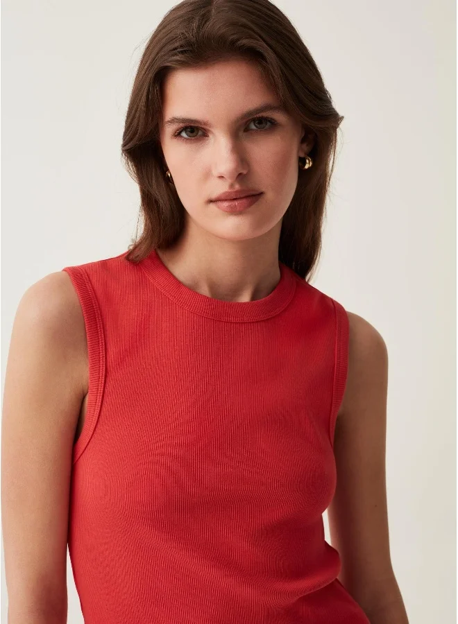 او في اس Ovs Short Sleeveless Ribbed Dress