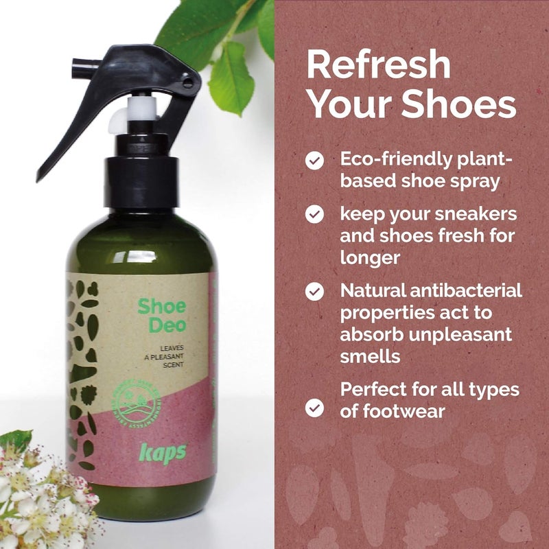 Kaps EcoFriendly Shoe Deodorant Odour Eliminator Spray for Sneakers Trainers Shoes PlantBased and Biodegradable 200ml Fresh Shoe Deodorizer Spray From Made in Europe - Image 2