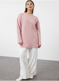 trendyol Dusty Rose Pearl Detailed Knitwear Sweater TCTAW25AK00018  - Image 2