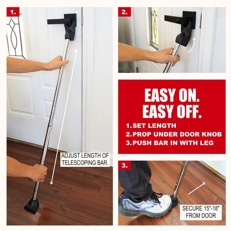 SECURITYMAN Door Stoppers Security Bar, SECURITYMAN 3 in 1 Adjustable Door Security Bar & Sliding Door Security Bar - Heavy Duty Door Lock Stick Jammer for Apartment, Dorm, Front Door Inside Safety Must Haves - Image 5