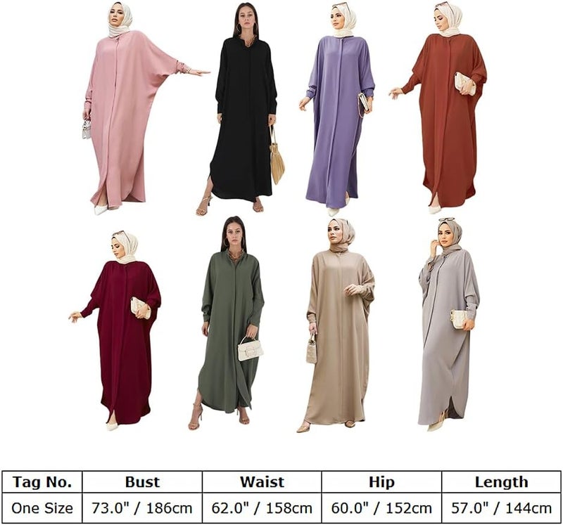 Women's Modest Pink Abaya Dress with Batwing Sleeves - Image 5