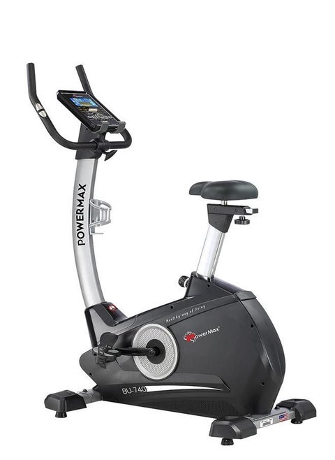 Fitness® Bu-740 Upright Exercise Bike For Home Use [8Kg Flywheel, Max User Weight 120Kg, Lcd Display, 10-Level Adjustable Resistance & Anti-Slip Pedal] Black Colour