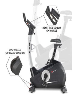 PowerMax Fitness Fitness® Bu-740 Upright Exercise Bike For Home Use [8Kg Flywheel, Max User Weight 120Kg, Lcd Display, 10-Level Adjustable Resistance & Anti-Slip Pedal] Black Colour  - Image 5
