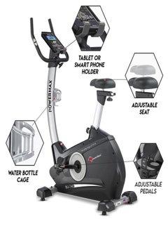PowerMax Fitness Fitness® Bu-740 Upright Exercise Bike For Home Use [8Kg Flywheel, Max User Weight 120Kg, Lcd Display, 10-Level Adjustable Resistance & Anti-Slip Pedal] Black Colour  - Image 4