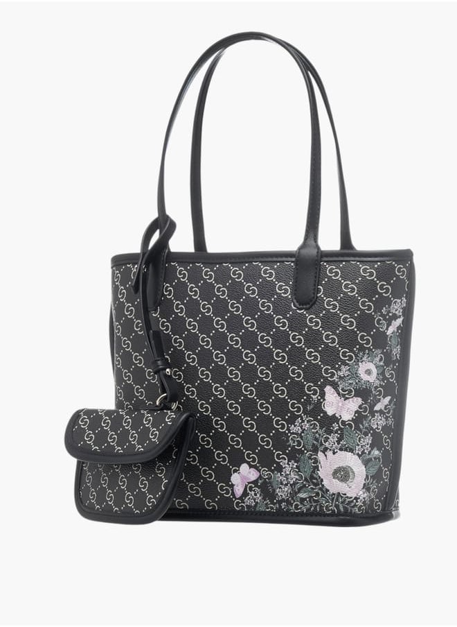 Celeste Women All-Over Monogram Print Tote Bag with Double Handle and Pouch  - Image 2