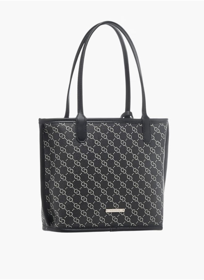 Celeste Women All-Over Monogram Print Tote Bag with Double Handle and Pouch  - Image 3