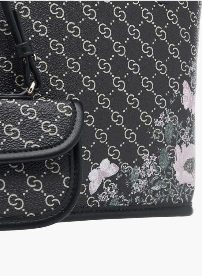 Celeste Women All-Over Monogram Print Tote Bag with Double Handle and Pouch  - Image 4