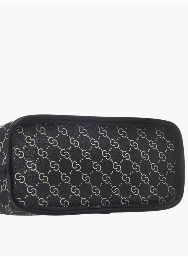 Women All-Over Monogram Print Tote Bag with Double Handle and Pouch