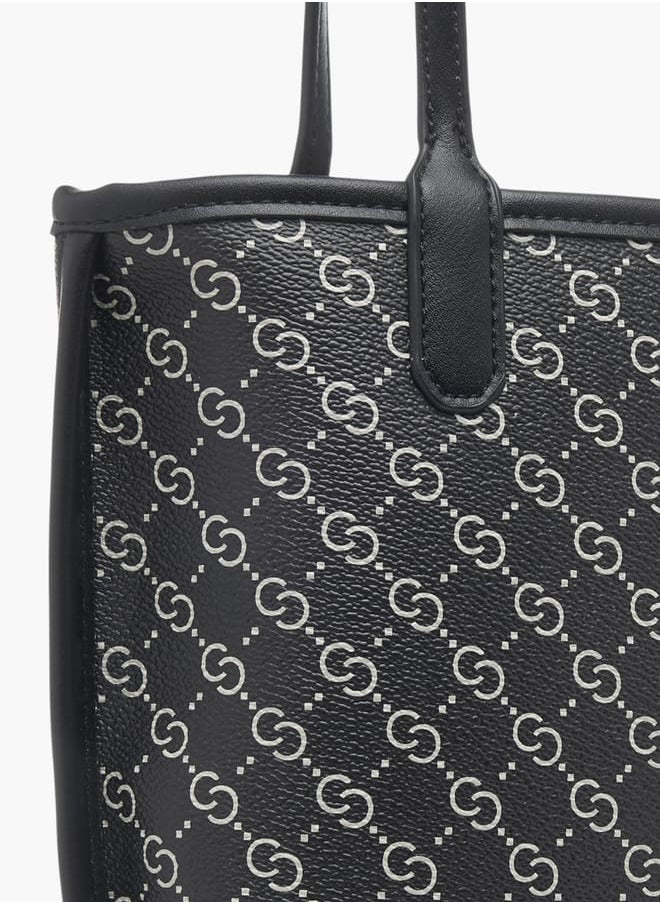 Celeste Women All-Over Monogram Print Tote Bag with Double Handle and Pouch  - Image 5