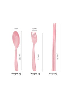 Portable Foldable Plastic Cutlery Set Wheat Straw Student Outdoor Three-piece Suite Modern Simple Style PP Material Made In China-Specifications:Default Item-Color:Fans ]