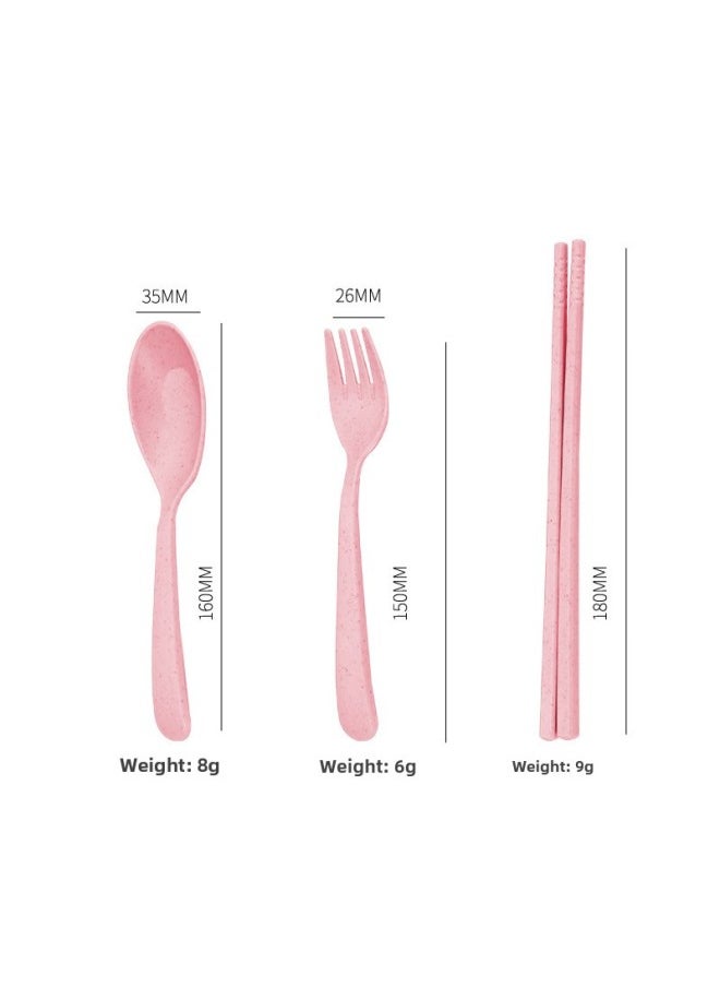 Generic - Portable Foldable Plastic Cutlery Set Wheat Straw Student Outdoor Three-piece Suite Modern Simple Style PP Material Made In China-Specifications:Default Item-Color:Fans ] - Image 1