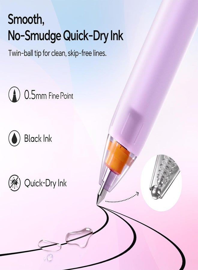 WRITECH أقلام حبر جاف WRITECH Switch: قلم حبر أسود 0.5 مم قابل للسحب، صامت، برأس رفيع ناعم الملمس، مثالي للكتابة اليومية، سريع الجفاف، لا يتسرب الحبر، 5 أقلام - Image 3