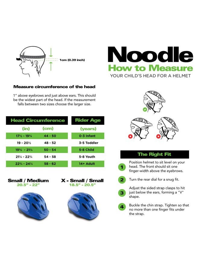 Joovy Noodle Multi-Sport Helmet S-M, Kids Adjustable Bike Helmet, Blueberry - Image 2