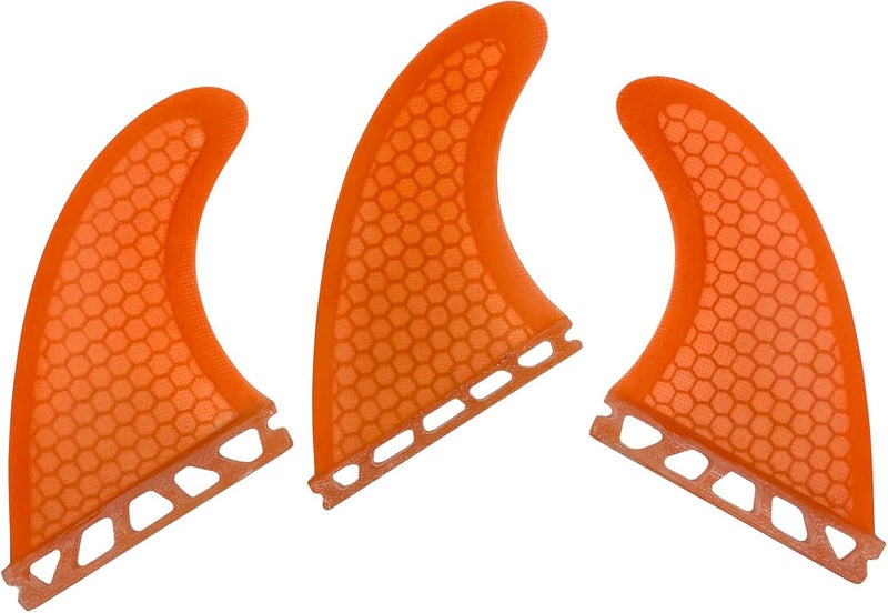 UP SURF Surfboard Tri Fin Single Tab M Size Fiberglass+Honeycomb Surfboard Fin G5 Thruster Set(White/Blue/Orange) - Image 2