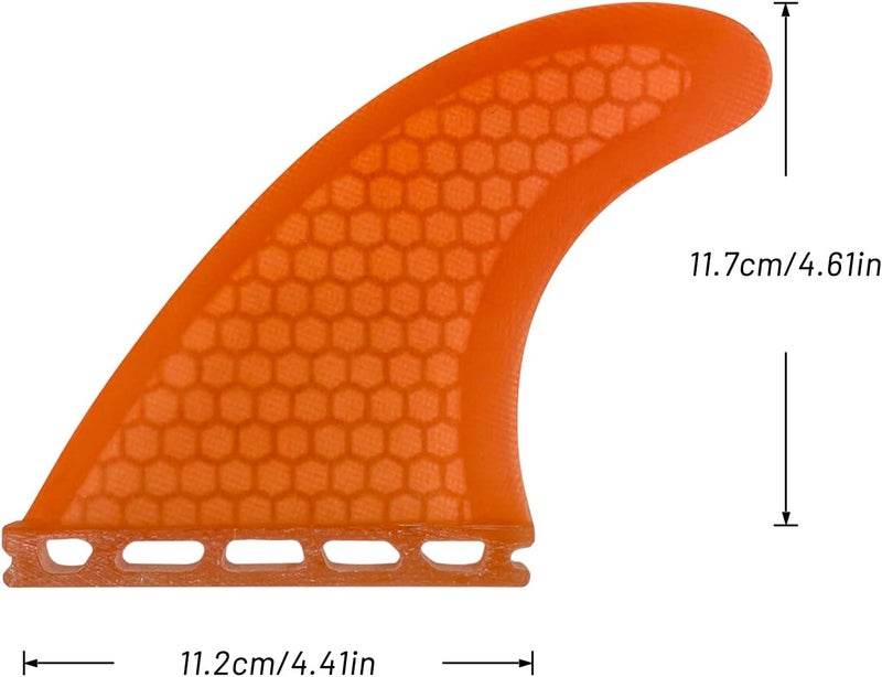 UP SURF Surfboard Tri Fin Single Tab M Size Fiberglass+Honeycomb Surfboard Fin G5 Thruster Set(White/Blue/Orange) - Image 3