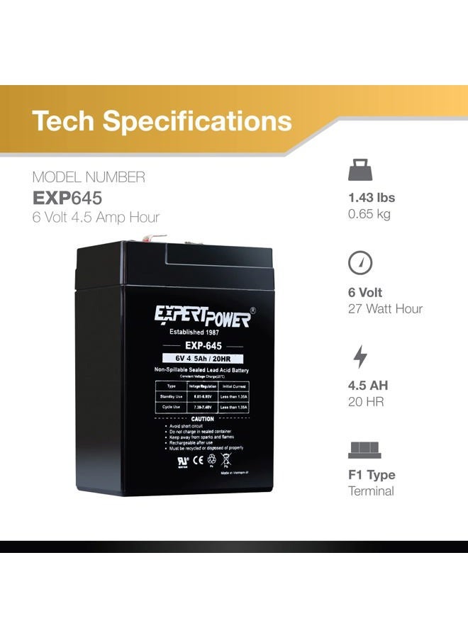 ExpertPower 6 Volt 4.5 Amp Rechargeable Battery (EXP645) 2 Pack - Image 3
