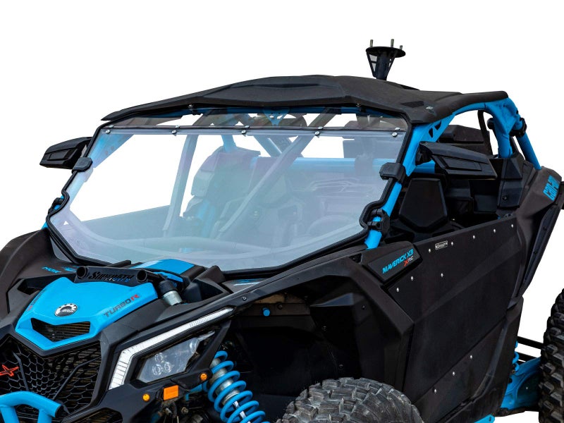 SuperATV Heavy Duty Clear Standard Full Windshield for Can Am Maverick X3 See Fitment For use with Intrusion Bar 14 Thick Polycarbonate that is 250X Stronger than Glass USA Made