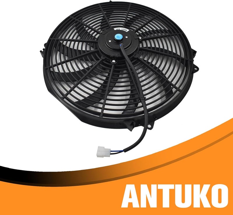 ANTUKO مروحة تبريد رادياتير كهربائية ANTUKO 3000 CFM 16 بوصة مع مجموعة تركيب مروحة رفيعة دفع وسحب 10 شفرات 12 فولت سوداء - Image 3