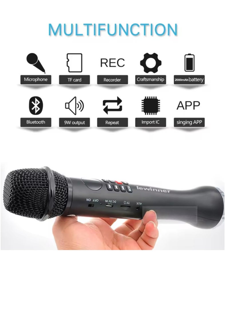 Karaoke Microphone and Speaker with Recording and Feature Multifunction Black - Image 2