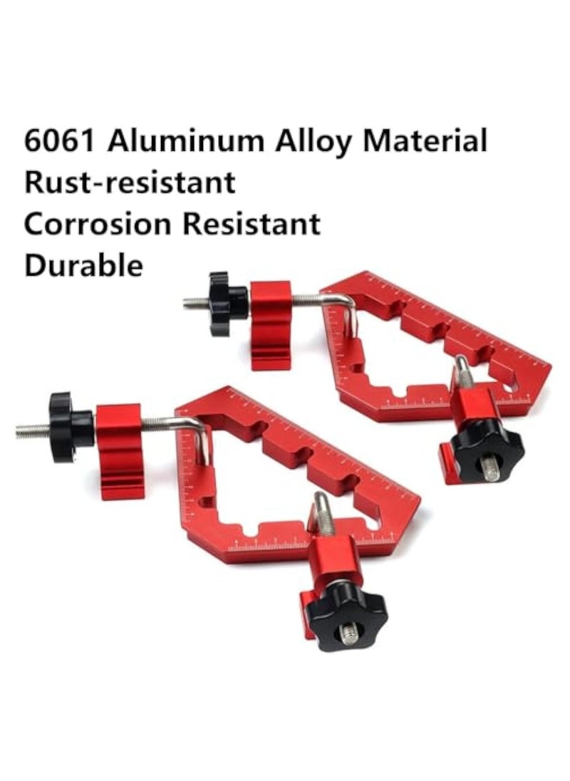 KASTWAVE - 2PCS Clamping Squares For Woodworking, Square Ruler Auxiliary Fixture, Splicing Board Positioning Panel Fixed Clip,  45/90 Degree Clamp Triangle Right Angle Clamp 6.1x3.54x3.54” Aluminum Alloy Red - Image 1