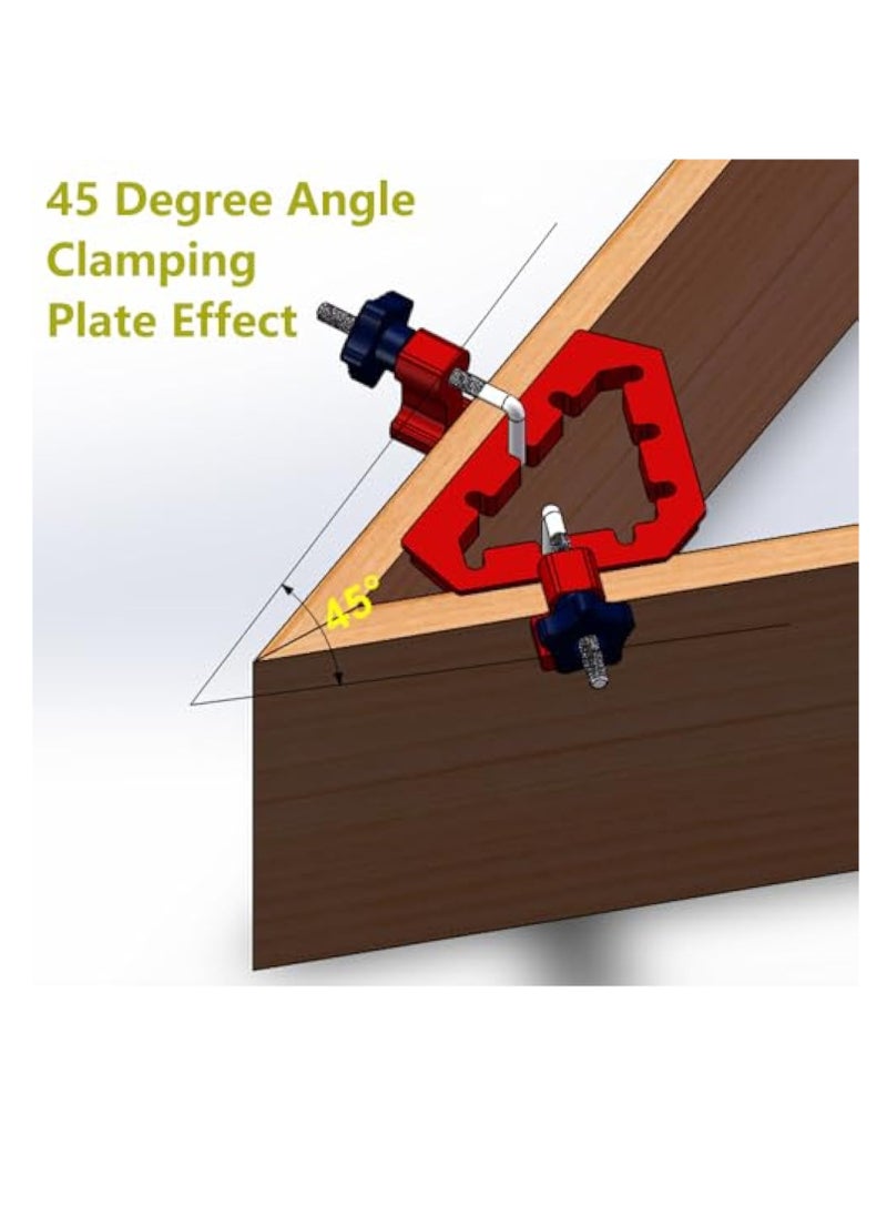 KASTWAVE - 2PCS Clamping Squares For Woodworking, Square Ruler Auxiliary Fixture, Splicing Board Positioning Panel Fixed Clip,  45/90 Degree Clamp Triangle Right Angle Clamp 6.1x3.54x3.54” Aluminum Alloy Red - Image 1