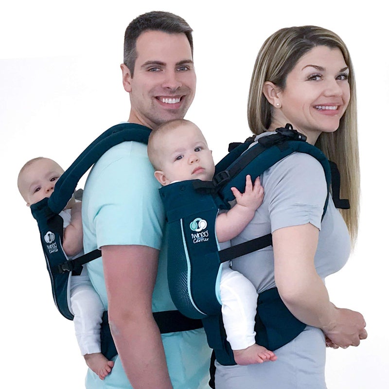 TwinGo Carrier - Air Model - Modern Teal - Great for All Seasons - Breathable Mesh - Fully Adjustable Tandem or 2 Single Baby Carrier for Men, Woman XS-XXL - Twins and Babies 10-45 lbs - Image 3