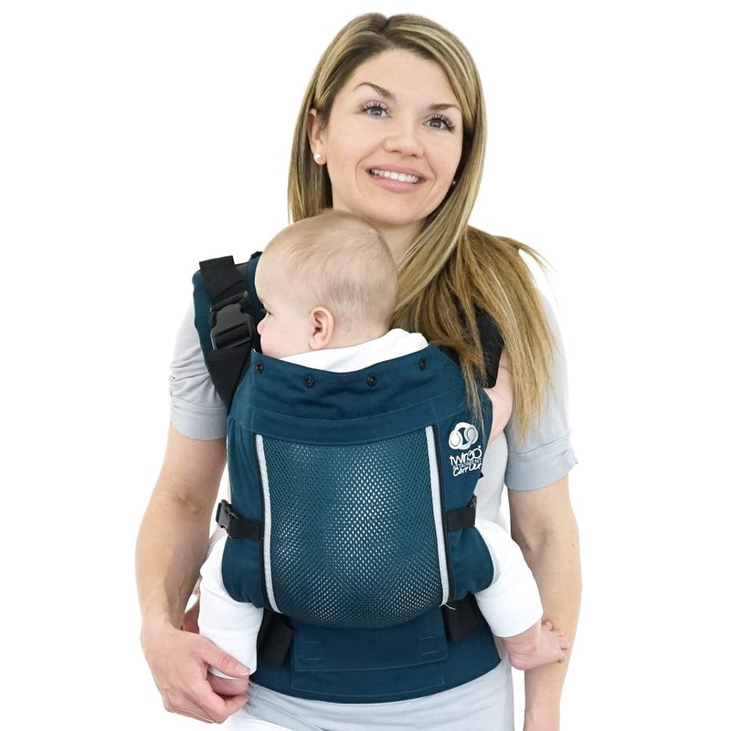 TwinGo Carrier - Air Model - Modern Teal - Great for All Seasons - Breathable Mesh - Fully Adjustable Tandem or 2 Single Baby Carrier for Men, Woman XS-XXL - Twins and Babies 10-45 lbs - Image 4
