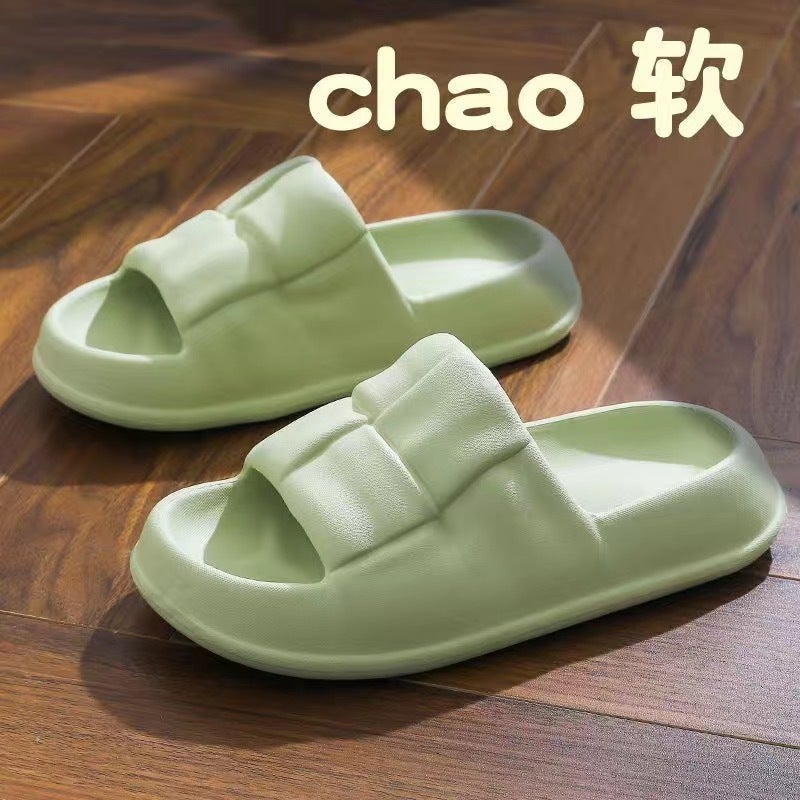 New Stomp Feeling Instagram Style Outfit Students Fashionable All-match Sandals and Slippers for Girls Home Thick Bottom MuteStomp Sense Square [Light Green]] Stomp Sense Square [Light Green]] 