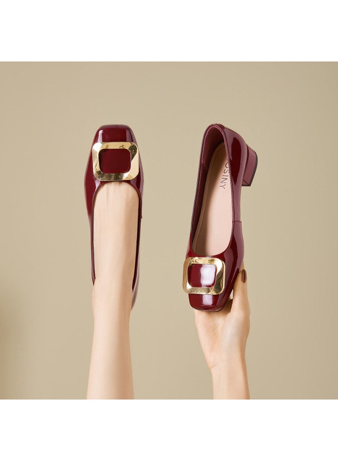Josiny Square Toe Slip-on Loafers Women Spring 2026 New Versatile Square Buckle With Skirts One-step Slip-on Chunky Heel Women's Shoes - Image 2
