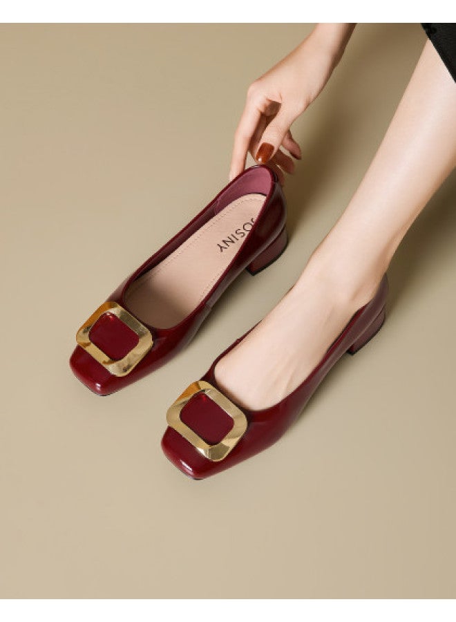 Josiny Square Toe Slip-on Loafers Women Spring 2026 New Versatile Square Buckle With Skirts One-step Slip-on Chunky Heel Women's Shoes - Image 1