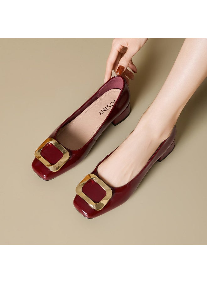 Josiny Square Toe Slip-on Loafers Women Spring 2026 New Versatile Square Buckle With Skirts One-step Slip-on Chunky Heel Women's Shoes - Image 5