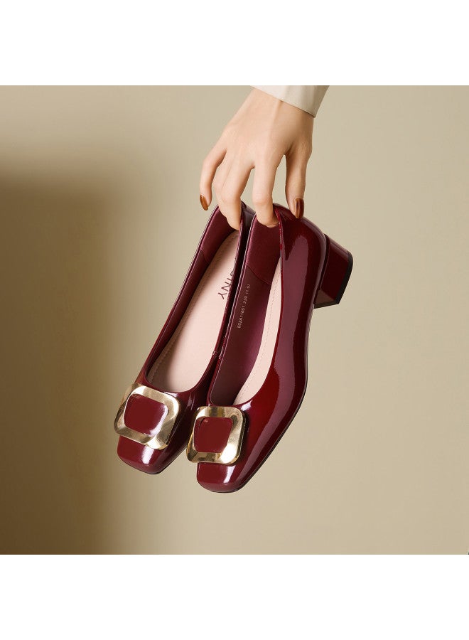 Josiny Square Toe Slip-on Loafers Women Spring 2026 New Versatile Square Buckle With Skirts One-step Slip-on Chunky Heel Women's Shoes - Image 3