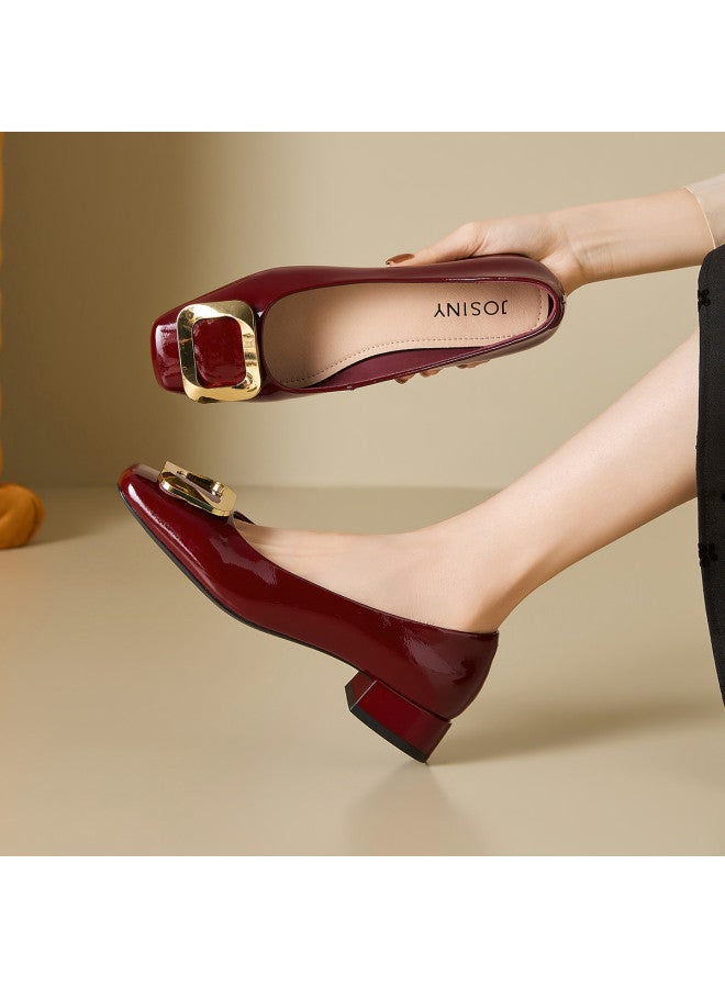 Josiny Square Toe Slip-on Loafers Women Spring 2026 New Versatile Square Buckle With Skirts One-step Slip-on Chunky Heel Women's Shoes - Image 4
