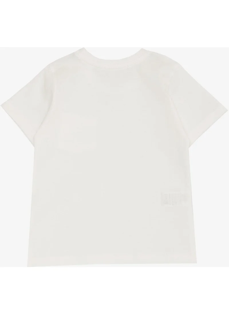 Breeze Boy's T-Shirt with Cool Text and Crest Pocket, Age 1.5-5, Ecru